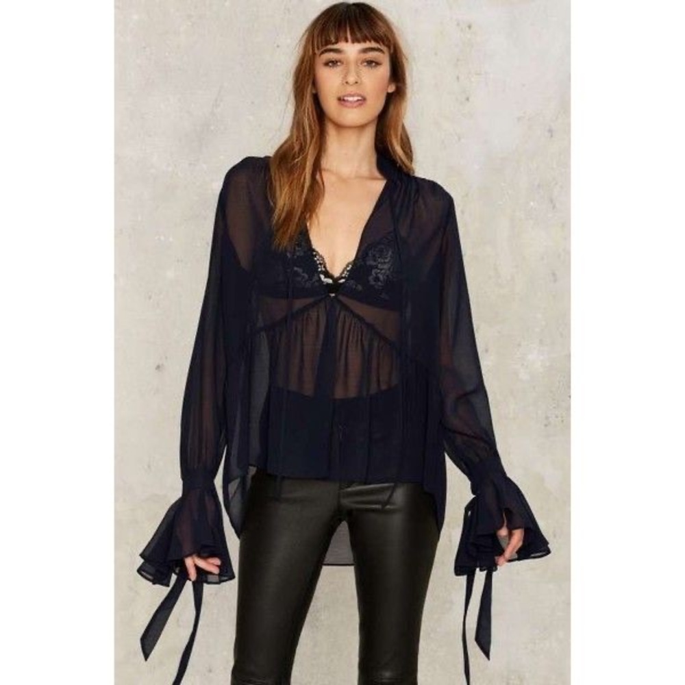 Out to sea ruffle blouse